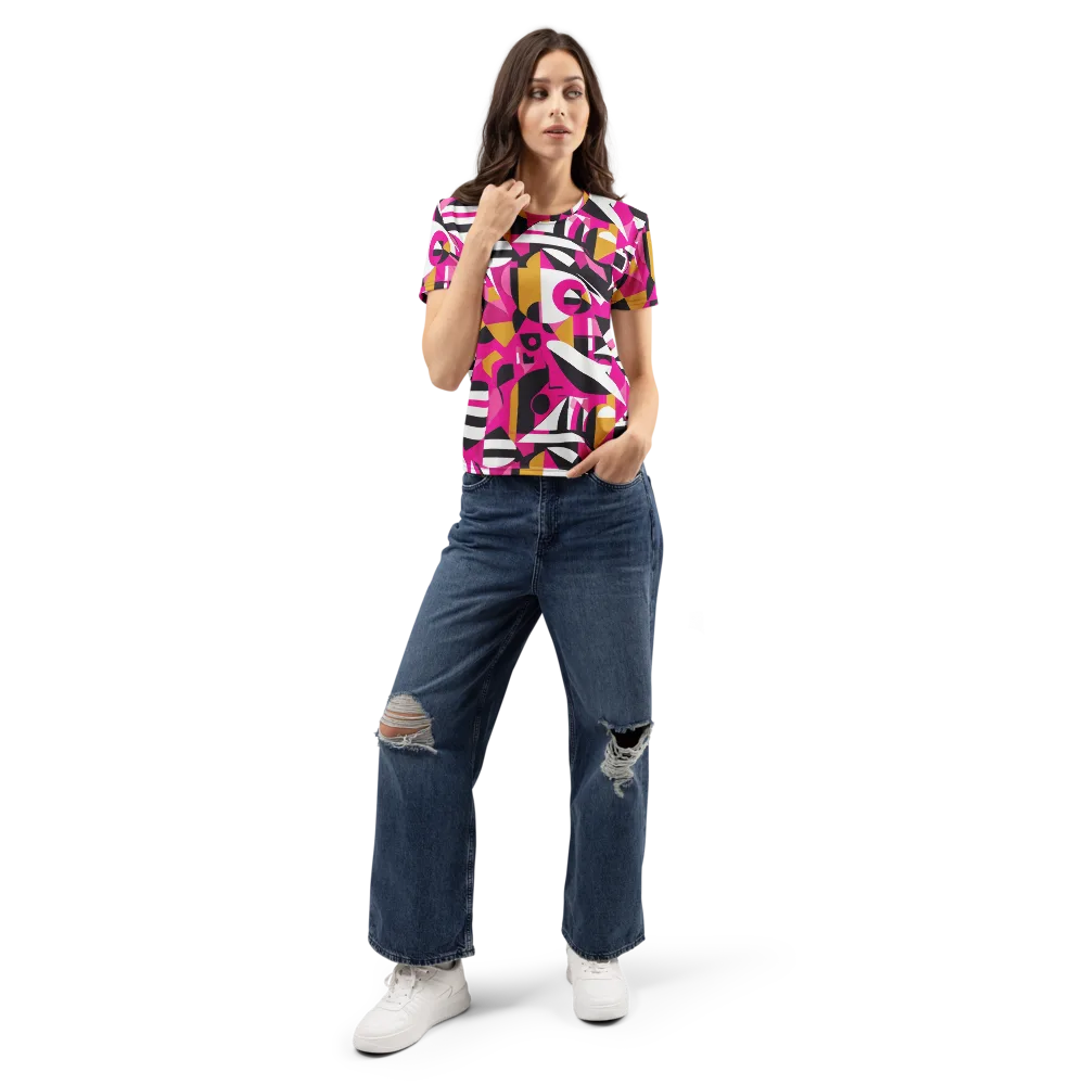 Pink Geometry on Women's Crew Neck T-Shirt — Front