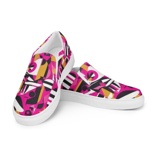 Pink Geometry on a Men's Slip-On Canvas Shoes