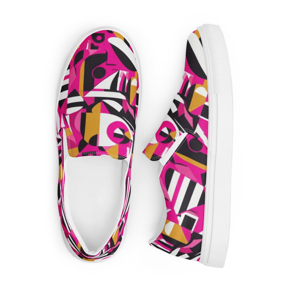Pink Geometry on Men's Slip-On Canvas Shoes — Front