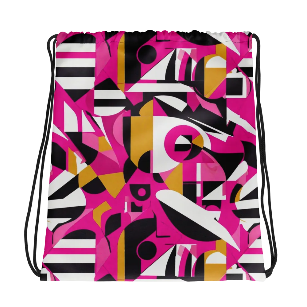 Pink Geometry on Drawstring Bag — Photo