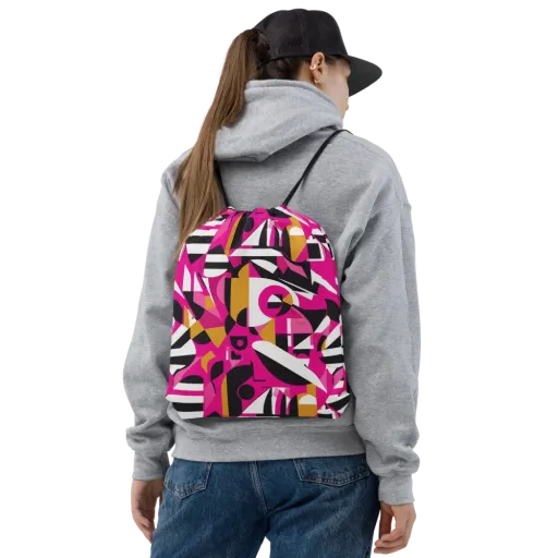 Pink Geometry on a Drawstring Bag
