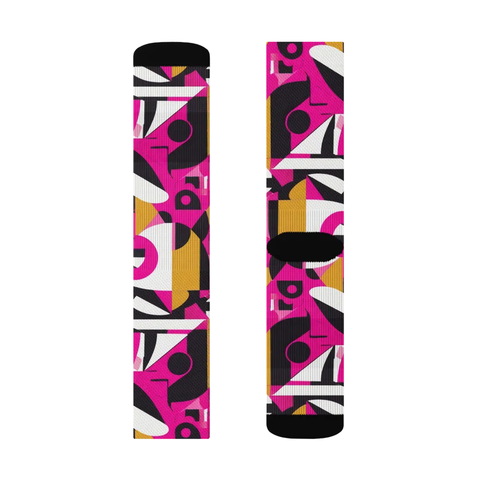Pink Geometry on Socks — Left Sock