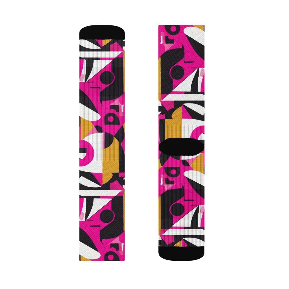 Pink Geometry on Socks — Right Sock