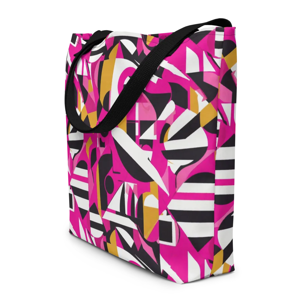 Pink Geometry on Large Tote Bag W/ Pocket — Front
