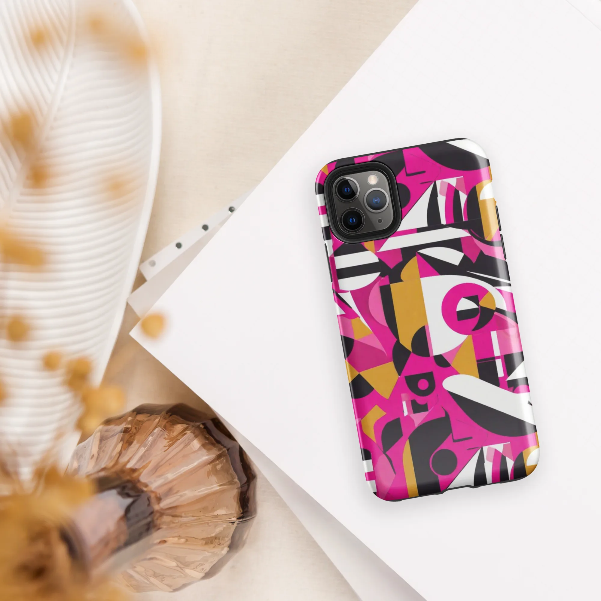 Pink Geometry on Tough Case for iPhone® — Front