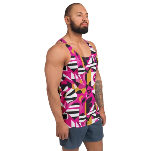 Pink Geometry on a Men's Tank Top