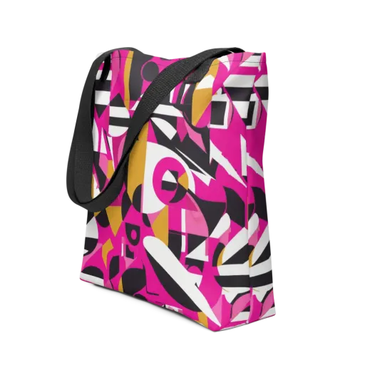 Pink Geometry on a Tote Bag