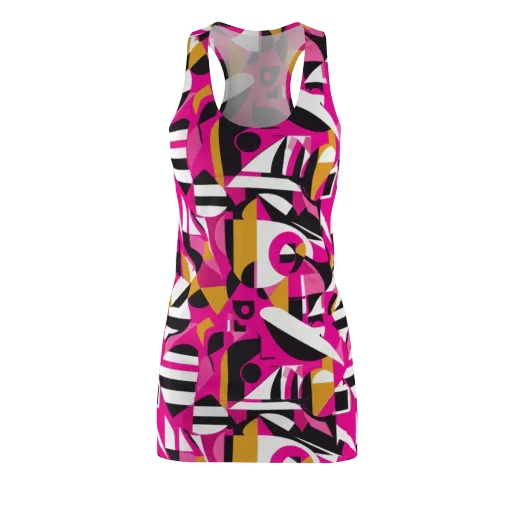 Pink Geometry Racerback Dress on model