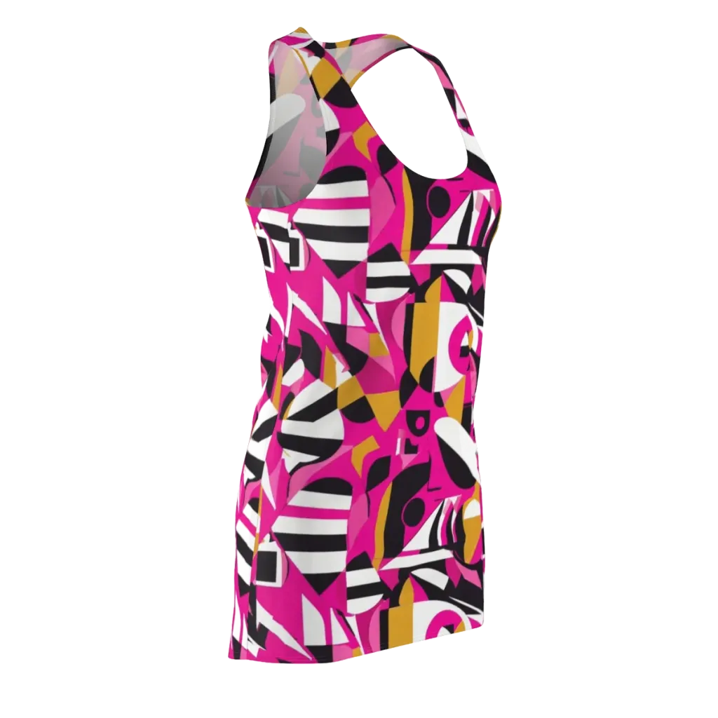 Pink Geometry on Racerback Dress — Front Side