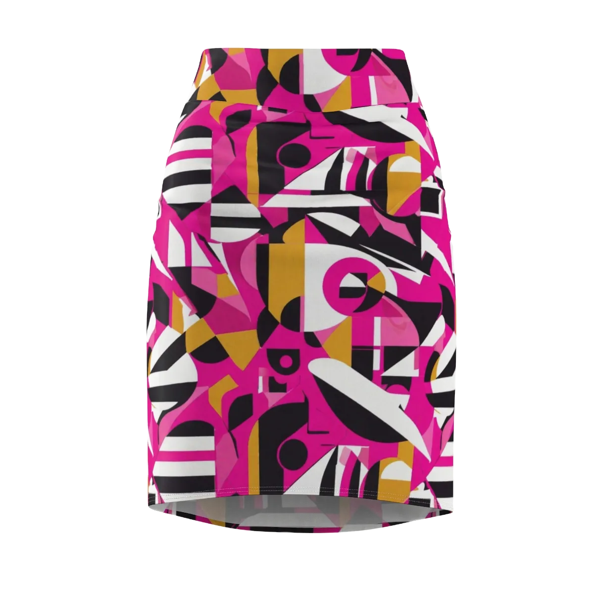 Pink Geometry on Pencil Skirt — Front