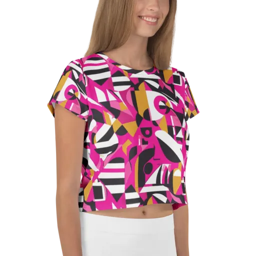 Pink Geometry on a Crop Tee