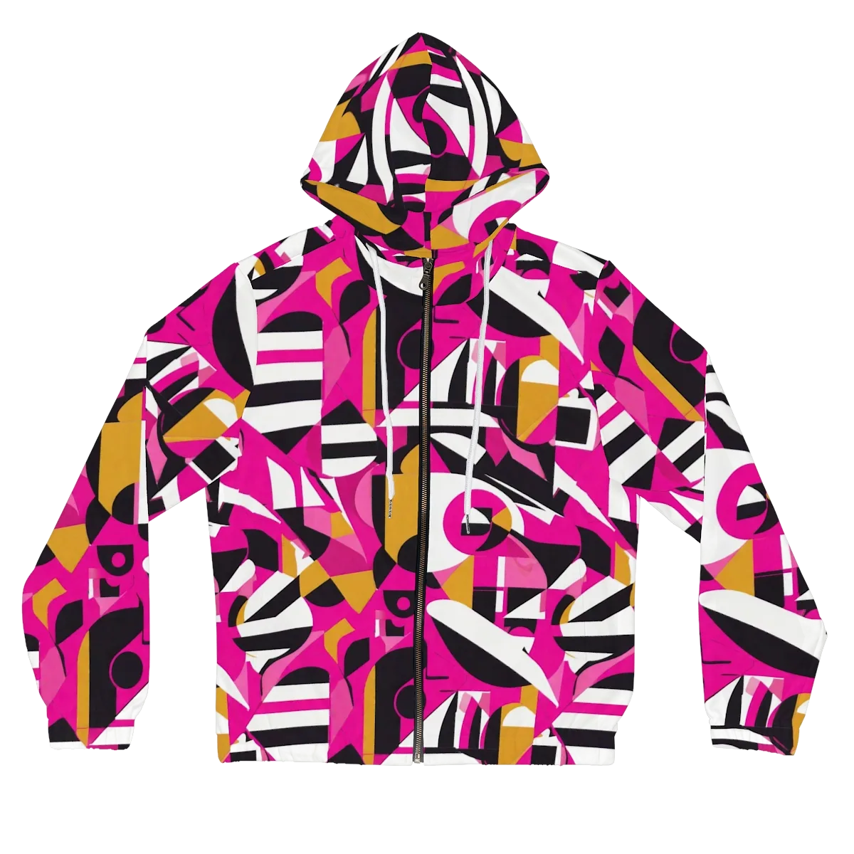 Pink Geometry on Women's Full-Zip Hoodie — Front