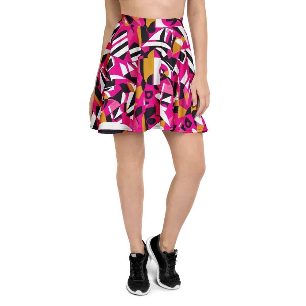 Pink Geometry on Skater Skirt — Front