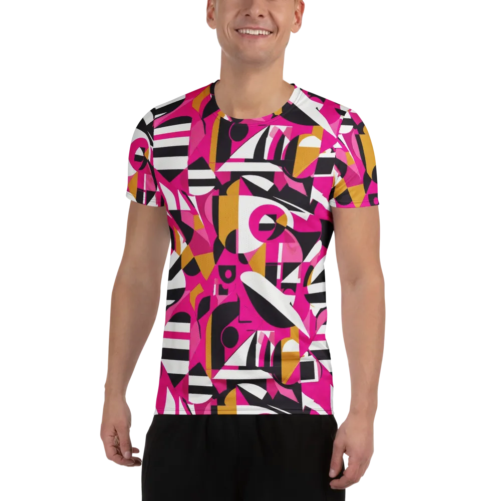 Pink Geometry on Men's Athletic T-Shirt — Front