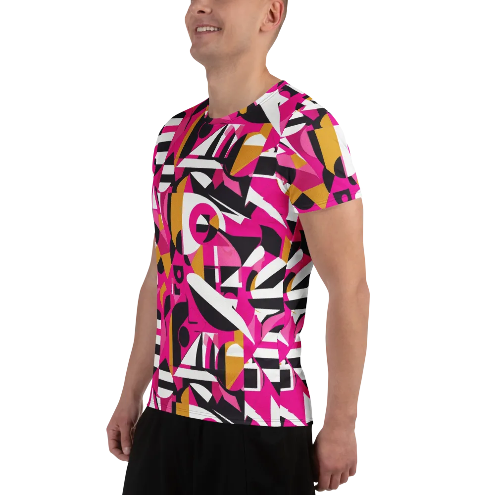 Pink Geometry on Men's Athletic T-Shirt — Left