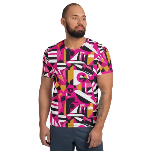 Pink Geometry on a Men's Athletic T-Shirt