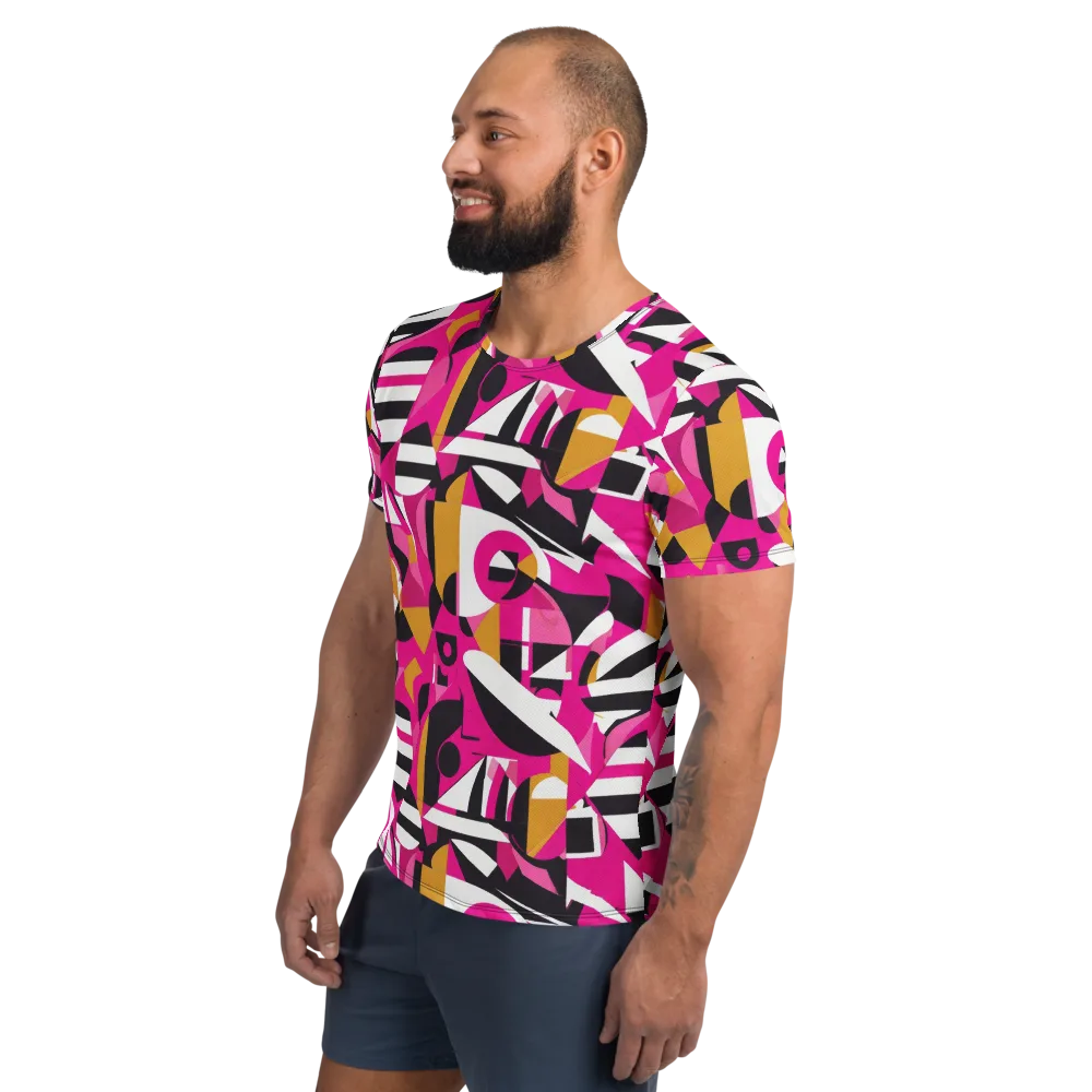 Pink Geometry on Men's Athletic T-Shirt — Left