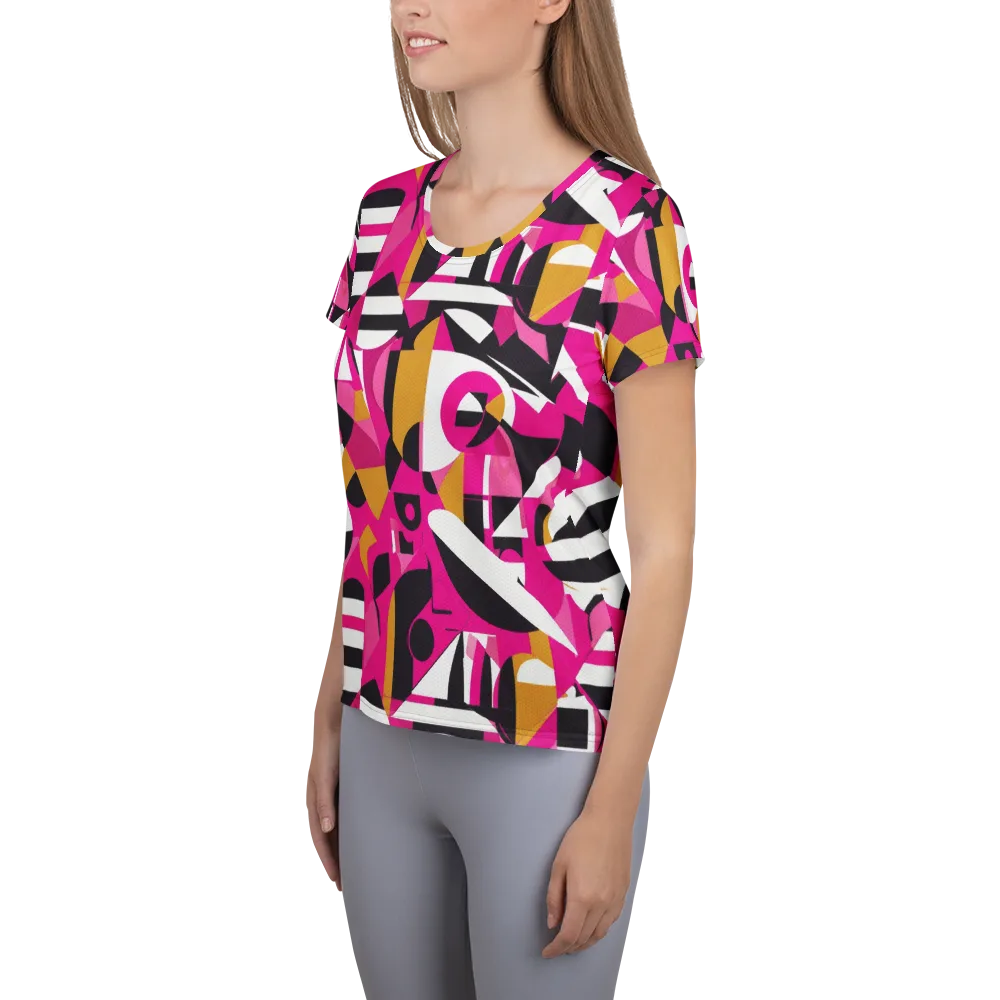 Pink Geometry on Women's Athletic T-Shirt — Left