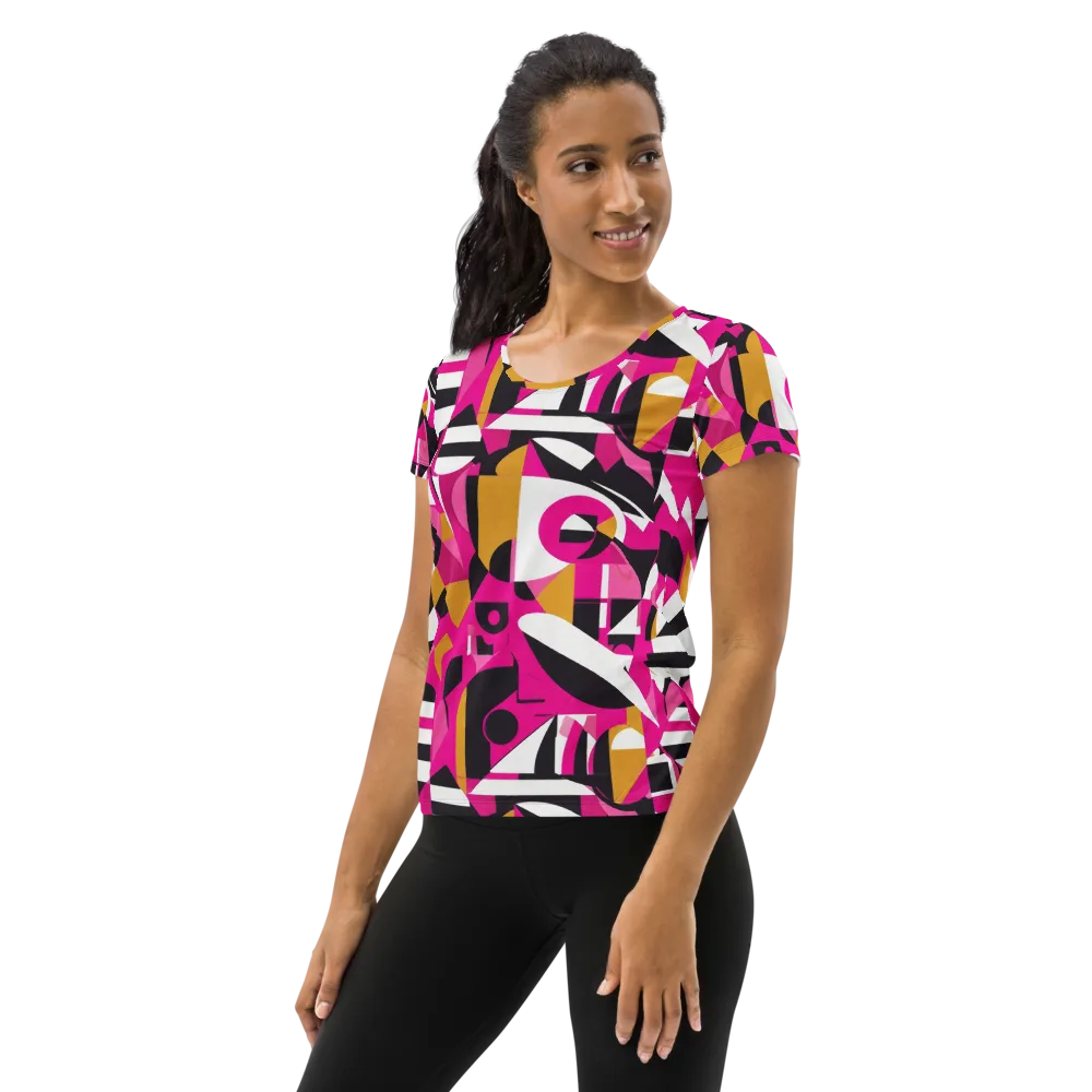 Pink Geometry on Women's Athletic T-Shirt — Left