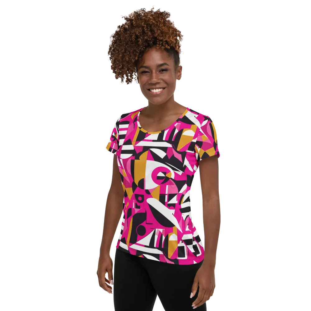 Pink Geometry on Women's Athletic T-Shirt — Left