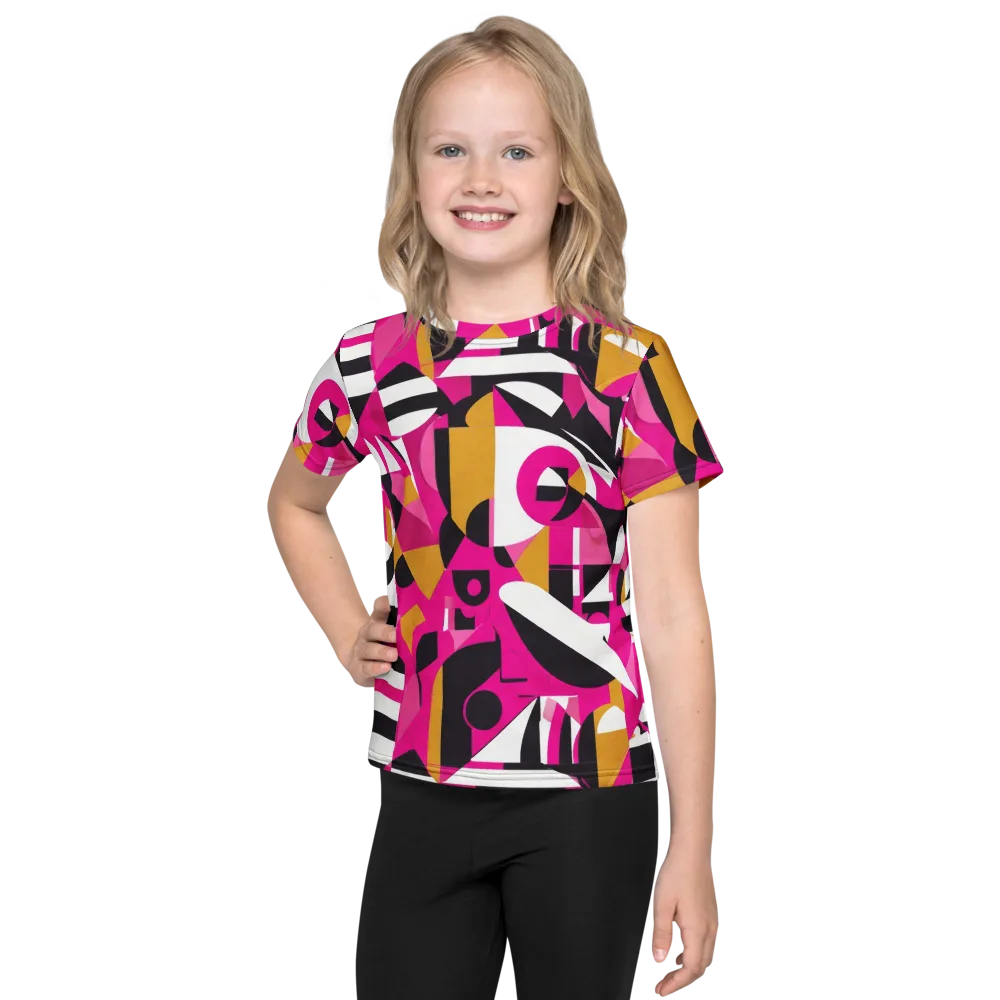 Pink Geometry on Kids Crew Neck T-Shirt — Front