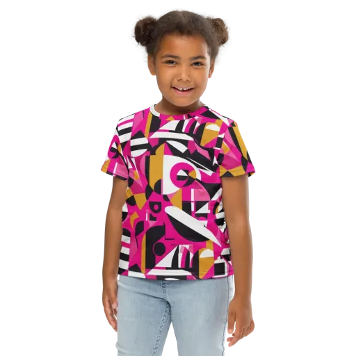 Pink Geometry on a Kids Crew Neck T-Shirt