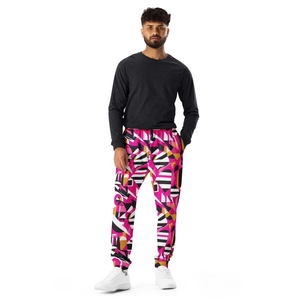 Pink Geometry on Men's Joggers — Front
