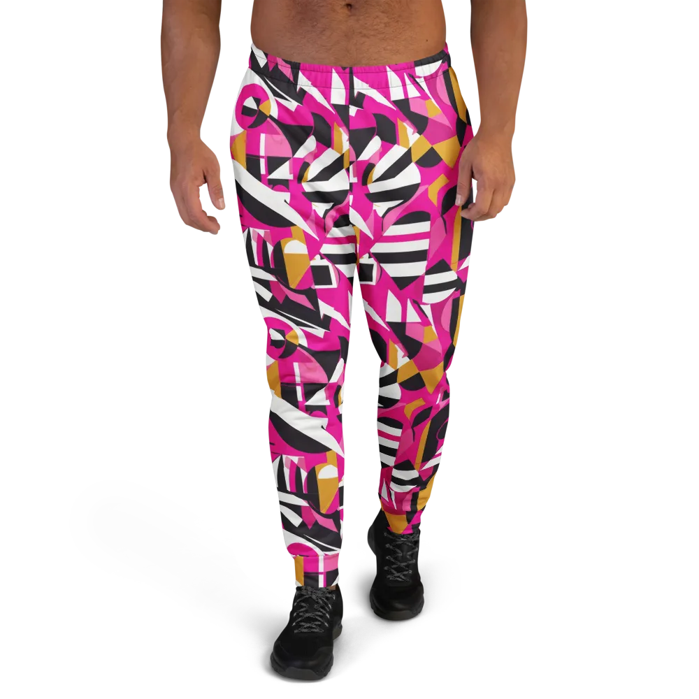 Pink Geometry on Men's Joggers — Front