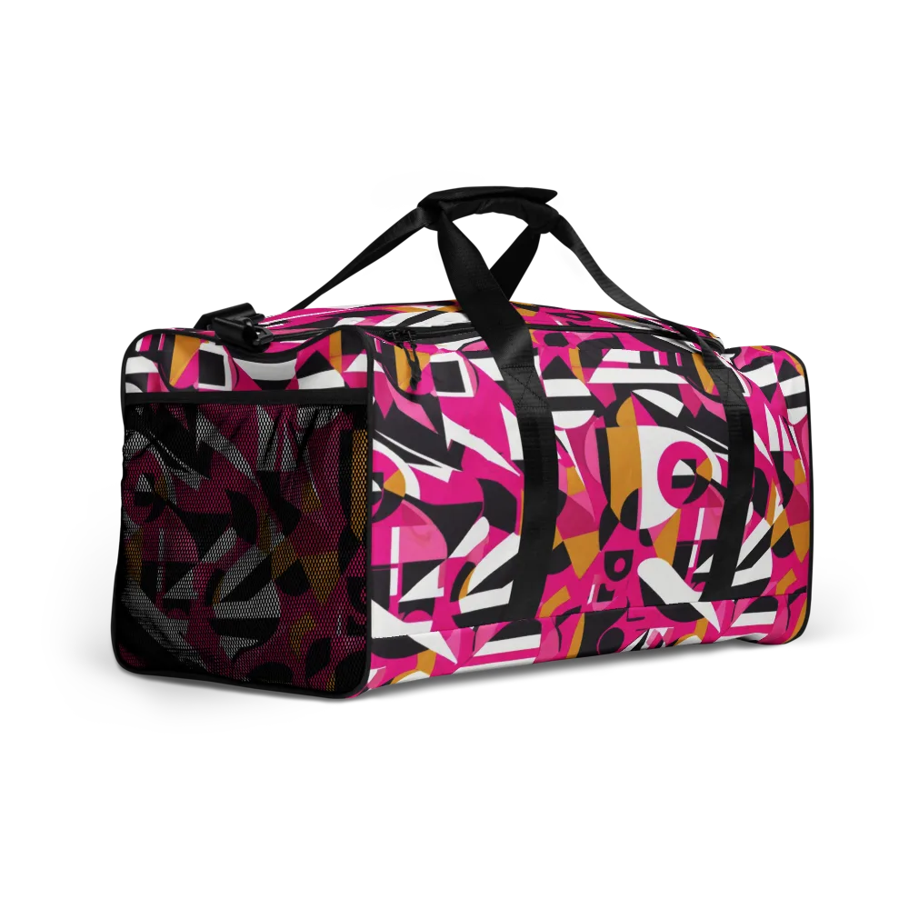 Pink Geometry on Duffle Bag — Right Front