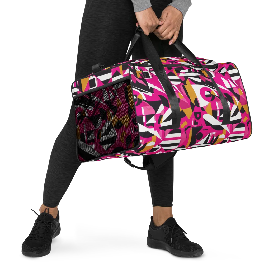 Pink Geometry on Duffle Bag — Right Front