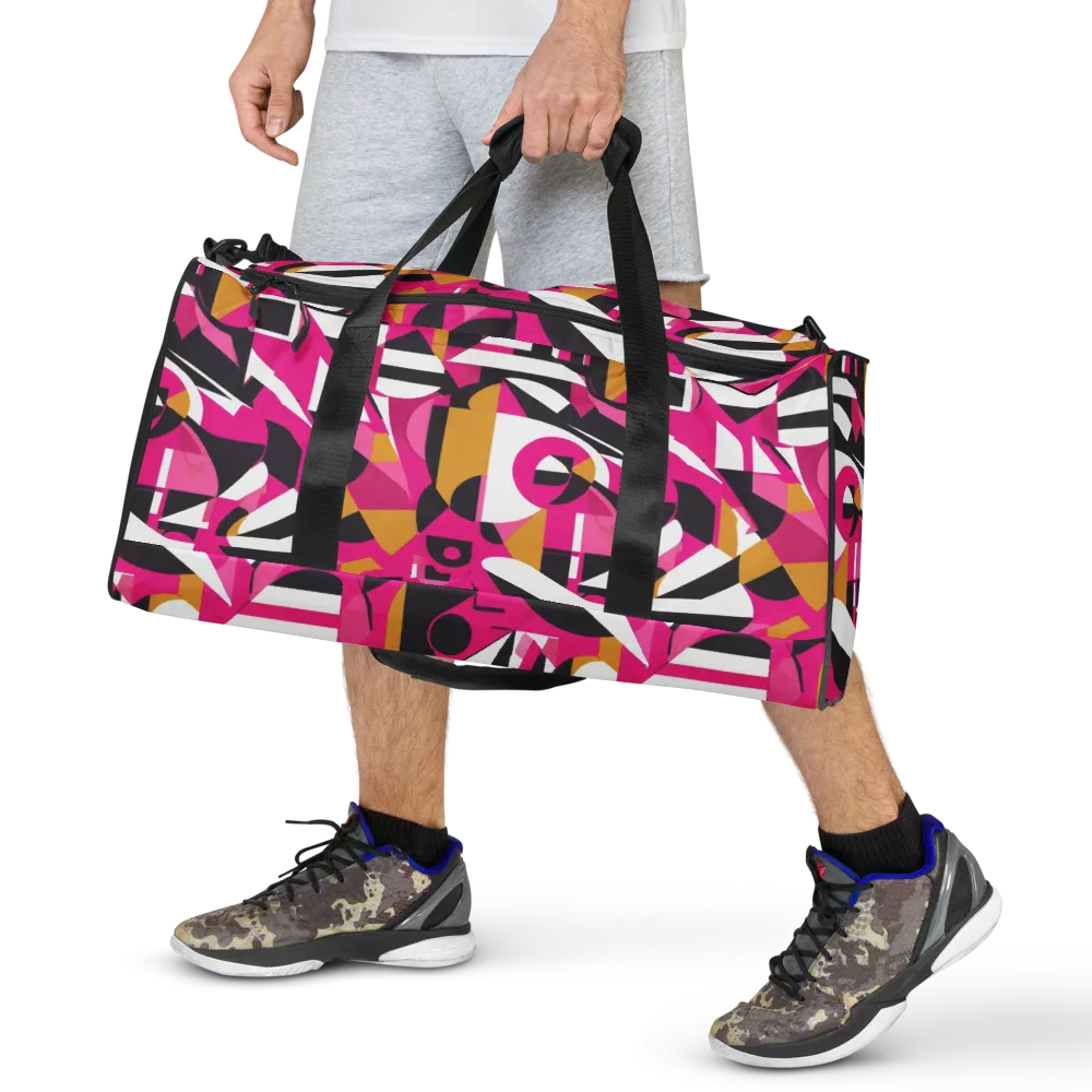 Pink Geometry on Duffle Bag — Front