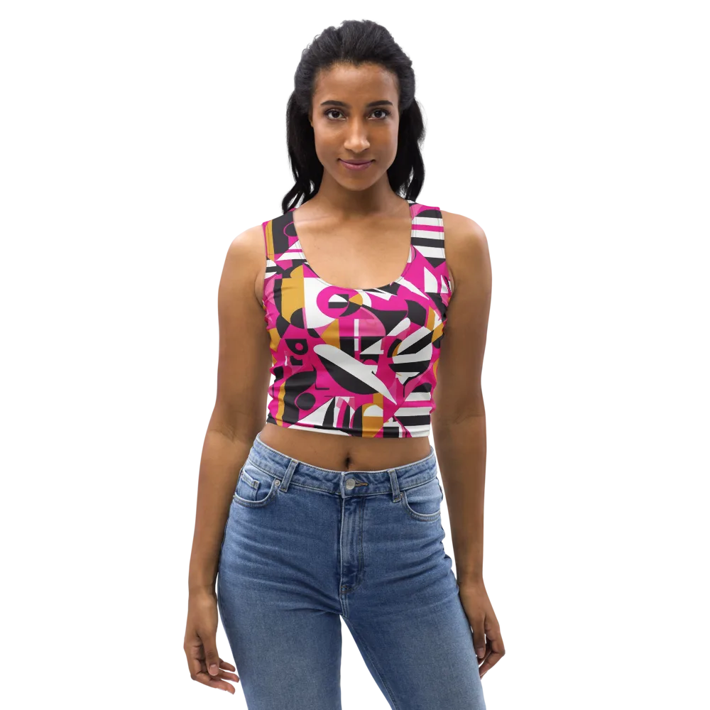 Pink Geometry on Crop Top — Front
