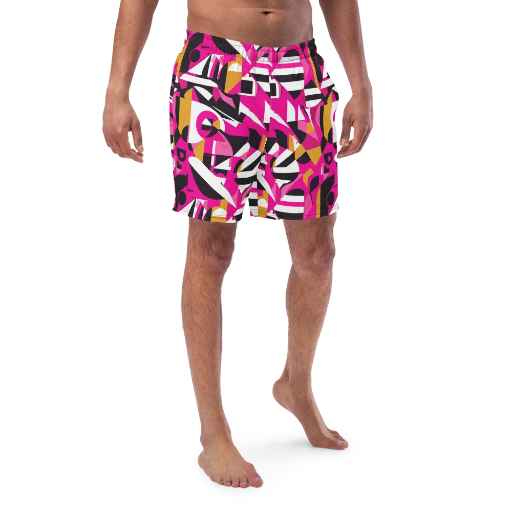 Pink Geometry on Swim Trunks — Front