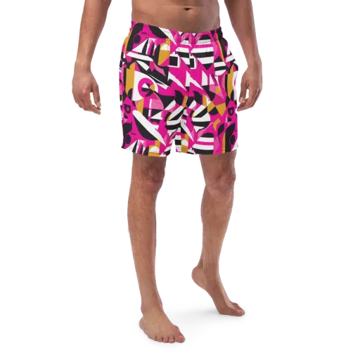 Pink Geometry on a Swim Trunks