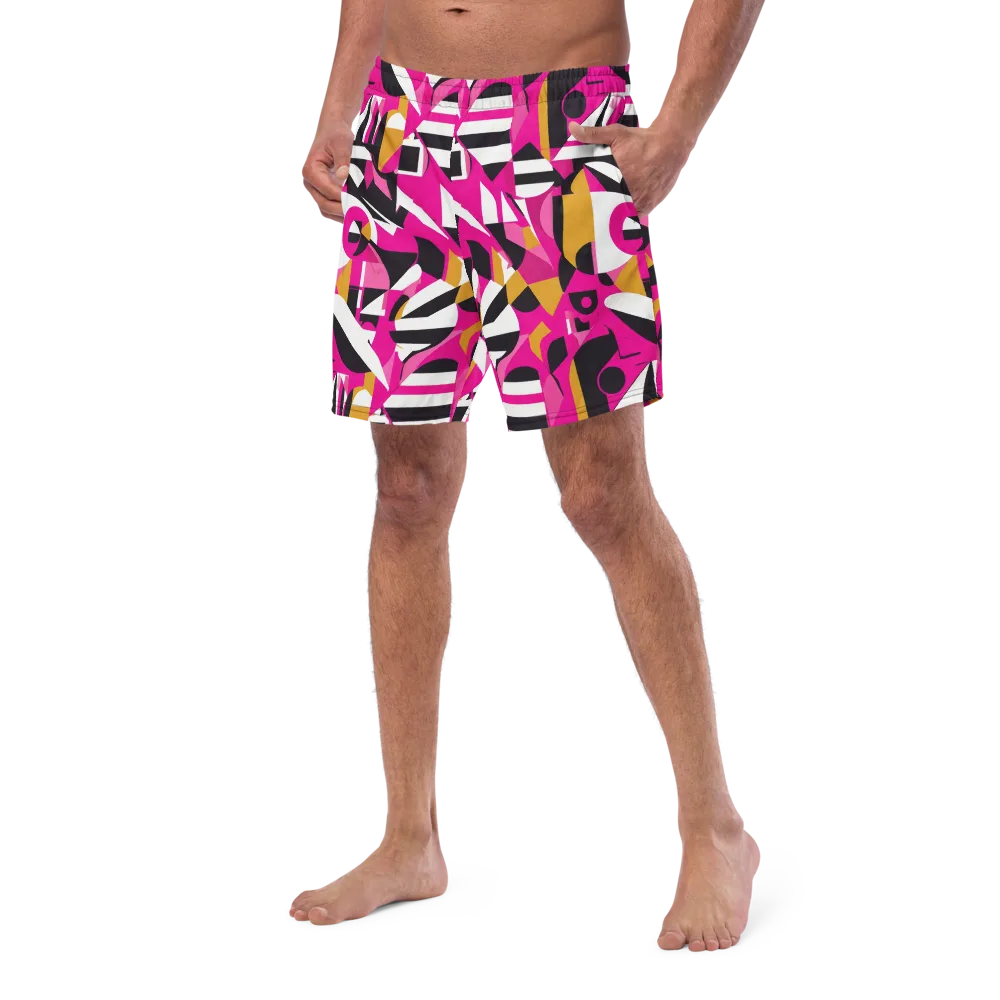Pink Geometry on Swim Trunks — Left Front