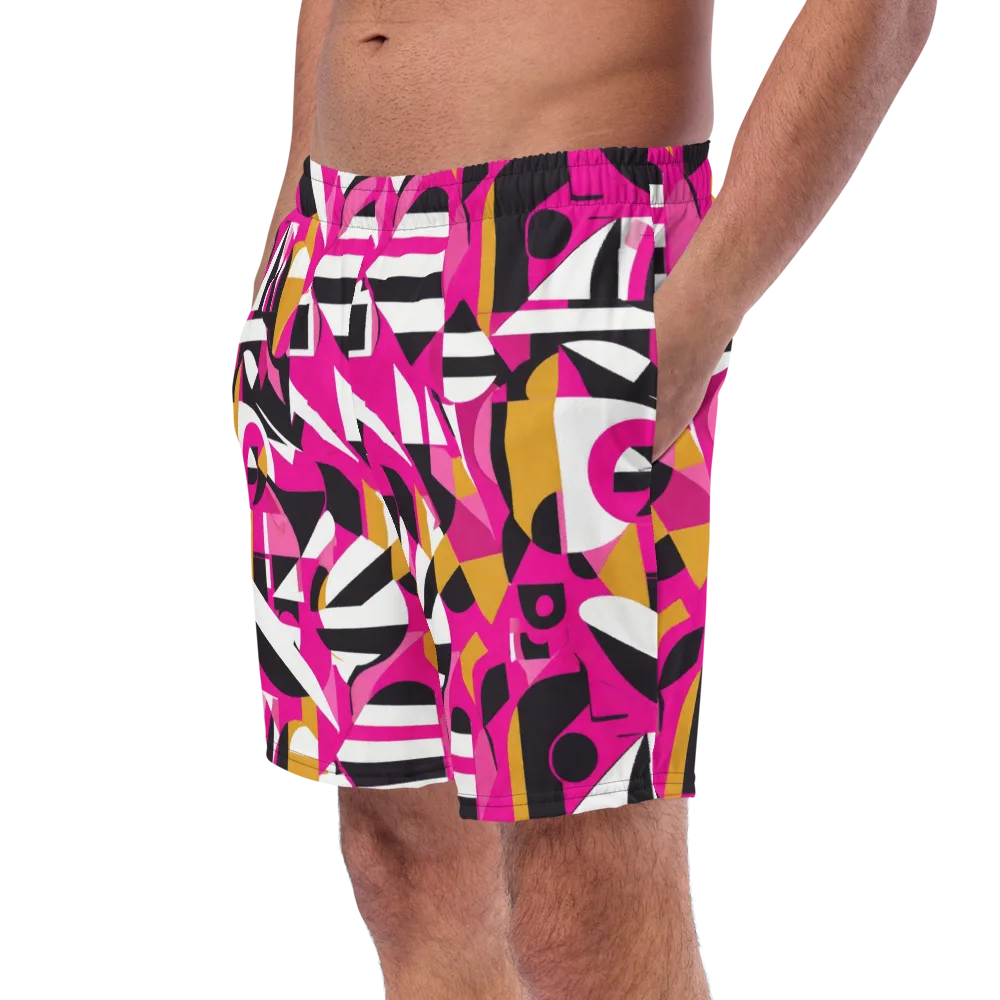 Pink Geometry on Swim Trunks — Left Front