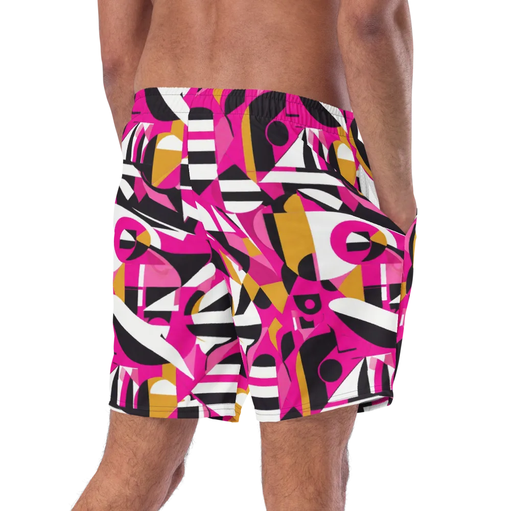 Pink Geometry on Swim Trunks — Right Back