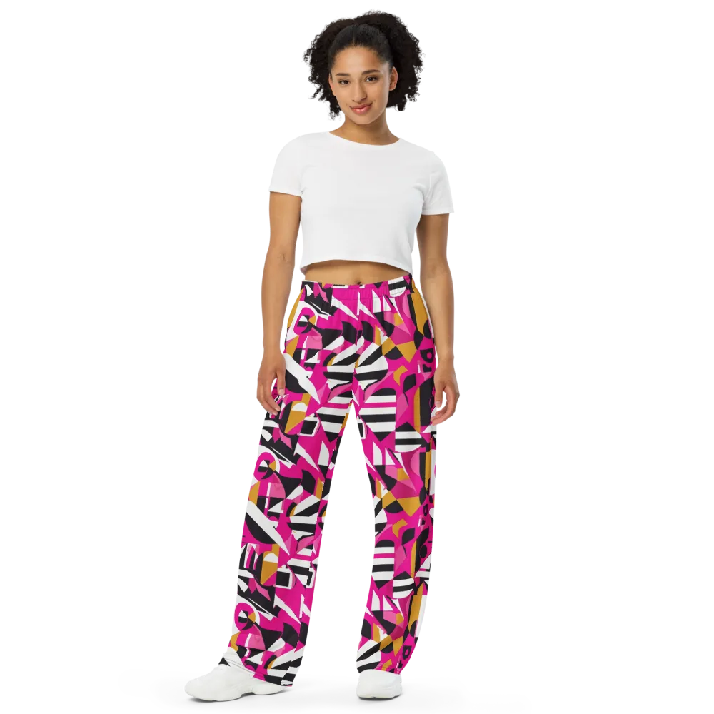 Pink Geometry on Wide-Leg Pants — Front