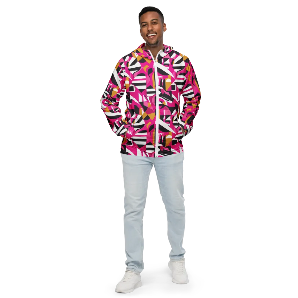 Pink Geometry on Men's Windbreaker — Front