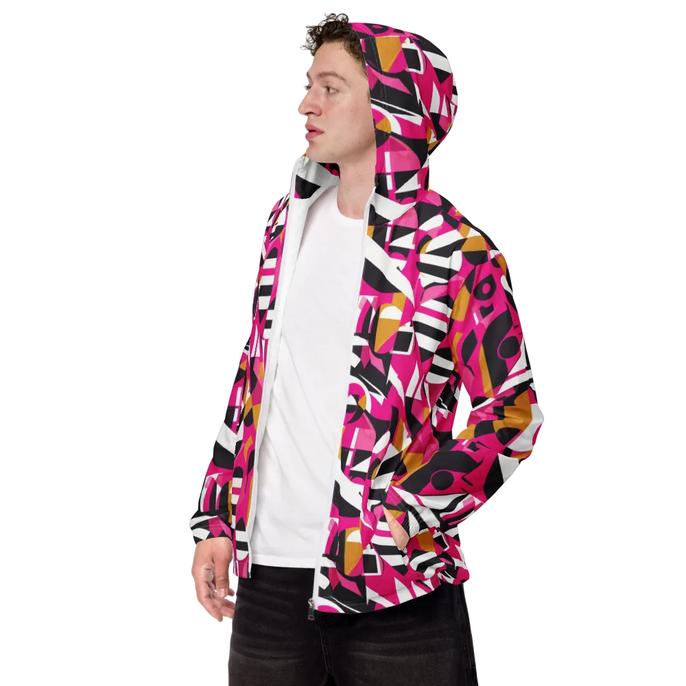Pink Geometry on Men's Windbreaker — Left Front