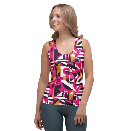 Pink Geometry on a Women's Tank Top