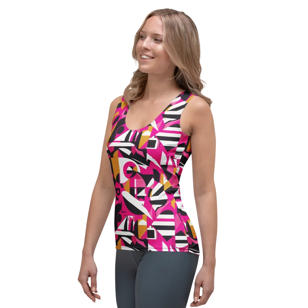 Pink Geometry on Women's Tank Top — Left Front