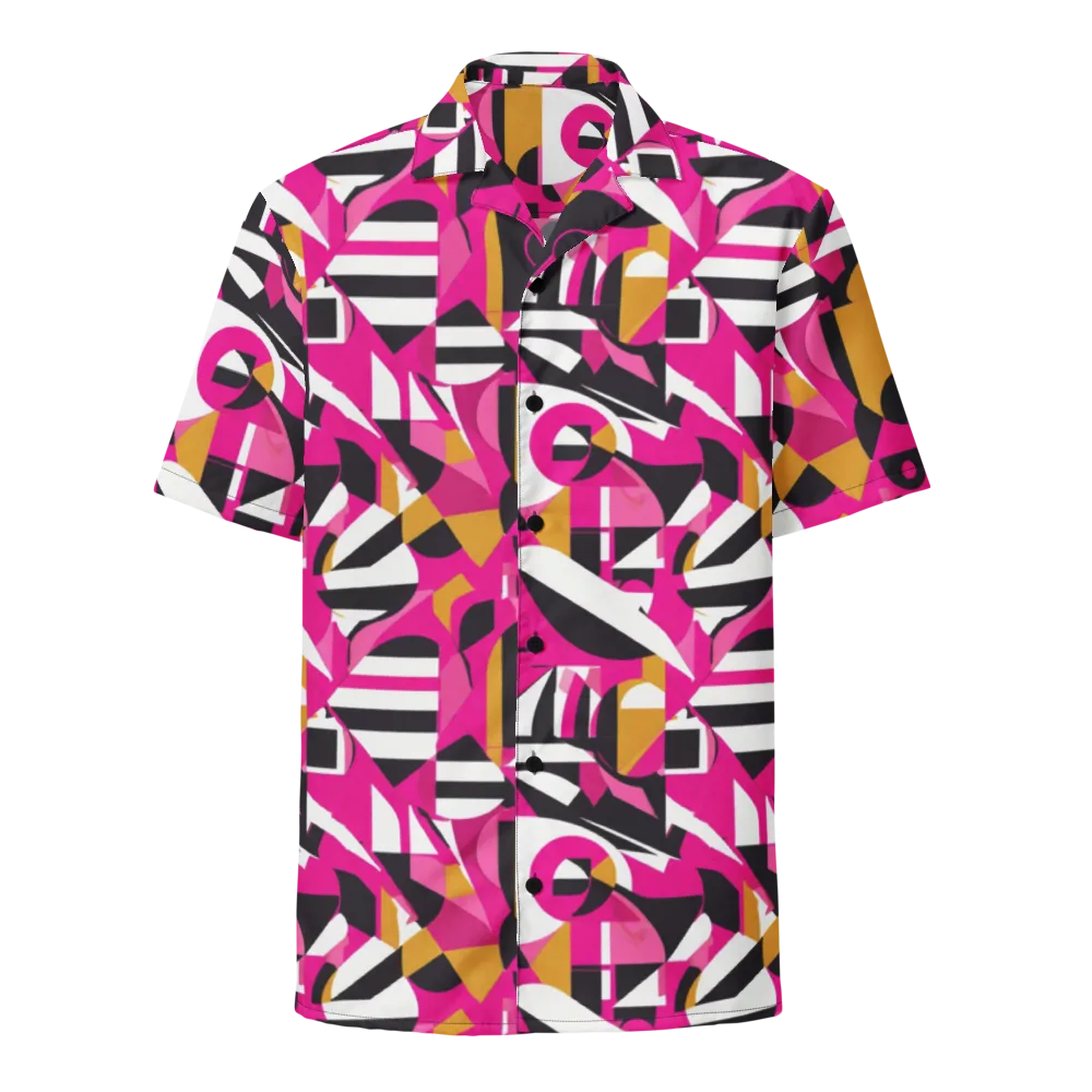 Pink Geometry on Button Shirt — Front