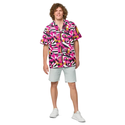 Pink Geometry on a Button Shirt