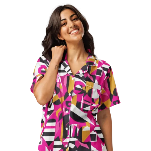 Pink Geometry on a Women's Short Sleeve Pajama Top