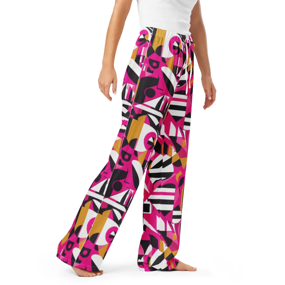 Pink Geometry on Women's Pajama Pants — Right Front