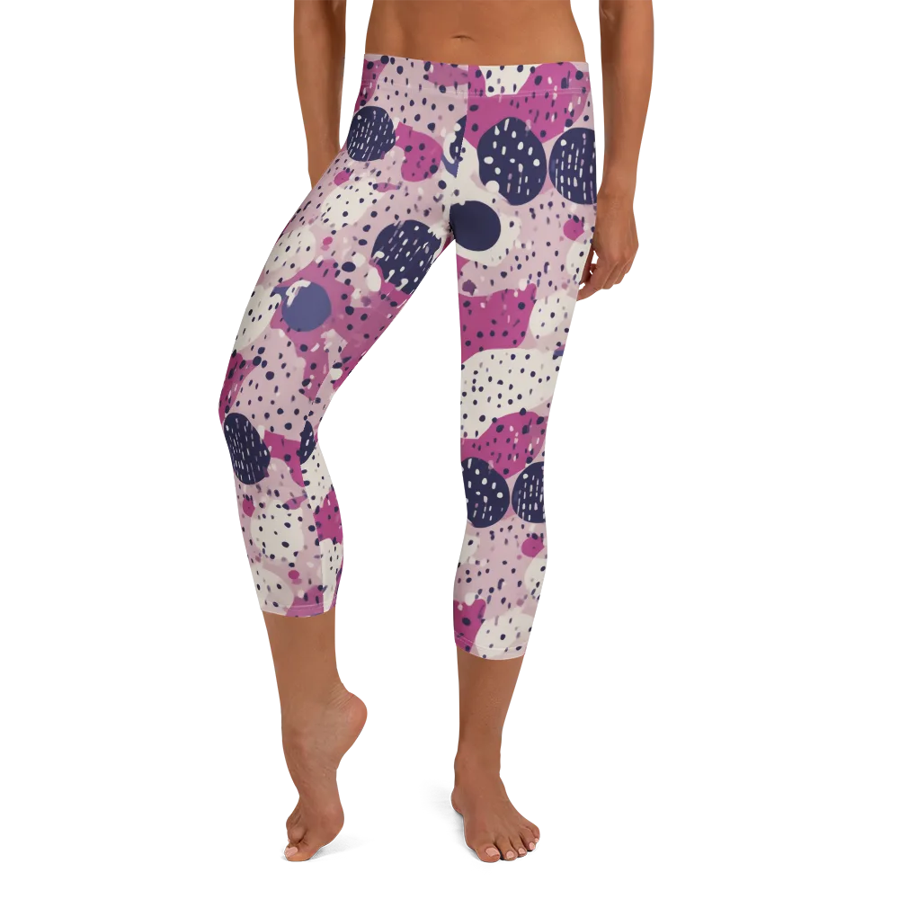 Neon Pebble Waltz on Capri Leggings — Front