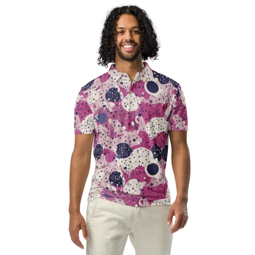 Neon Pebble Waltz on a Men's Slim Fit Polo Shirt