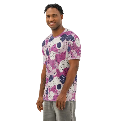 Neon Pebble Waltz on a Men's Cotton Crew Neck T-Shirt