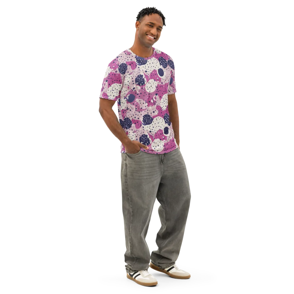 Neon Pebble Waltz on Men's Cotton Crew Neck T-Shirt — Right Front